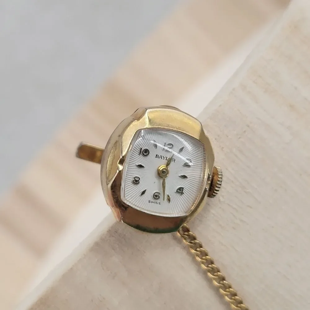 Baylor Swiss Watch Cufflinks Vintage 12K Gold Filled Formal Evening Vintage